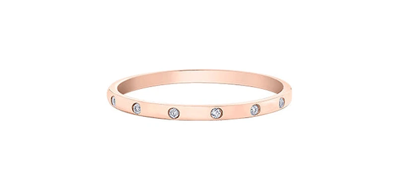 10K Rose Gold 0.035cttw Diamond Ring, size 6.5 - 4.5