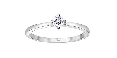 10K White Gold 0.18cttw Canadian Diamond Engagement Ring, 6.5