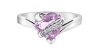 10K White Gold Pink Amethyst and Diamond Ring, size 6