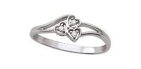 10K White Gold 0.03cttw Round Cut Diamond Ring, size 6.5