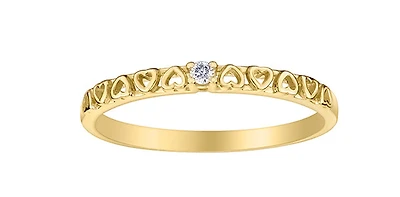 10K Yellow Gold 0.02cttw Diamond Ring, Size 6.5