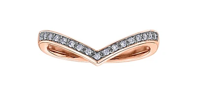 10K Rose Gold 0.15cttw Round Cut Diamond Ring, 6.5