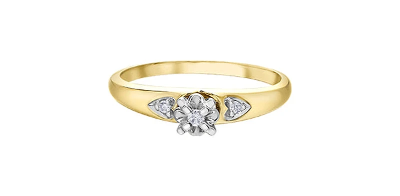 10K Yellow & White Gold 0.04cttw Diamond Engagement Ring, Size 6.5