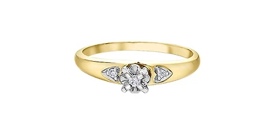 10K Yellow & White Gold 0.04cttw Diamond Engagement Ring, Size 6.5