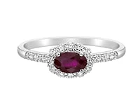 14K White Gold Genuine 0.50cttw Ruby and 0.35cttw Diamond Ring, size 7