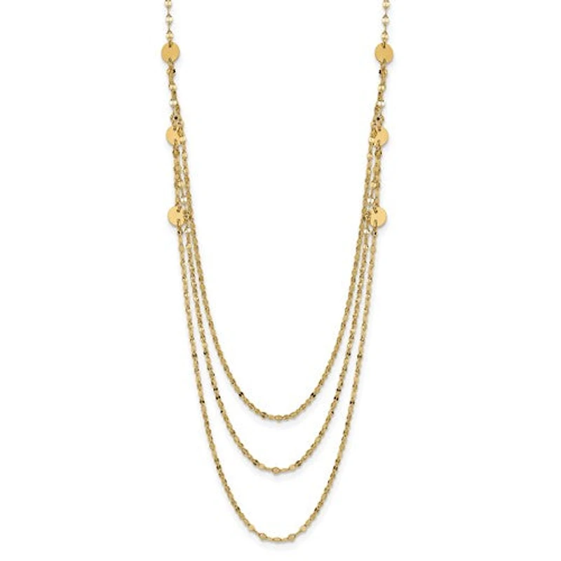 14K Triple Layer Polished Circles Fancy Necklace - 18 Inches