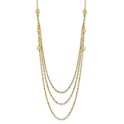 14K Triple Layer Polished Circles Fancy Necklace - 18 Inches