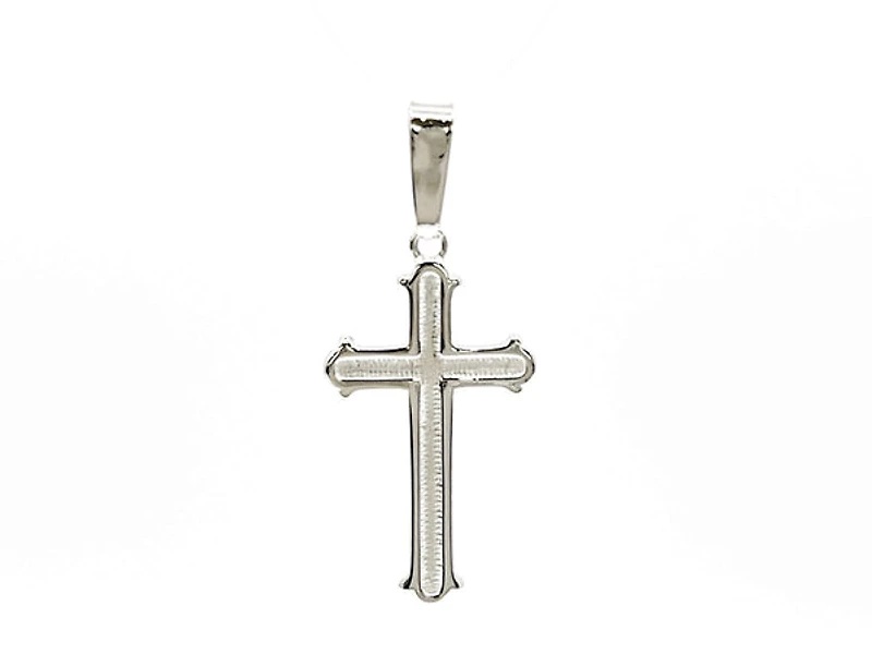 925 Sterling Silver 23mm x 13mm Patterned Flat Cross Charm