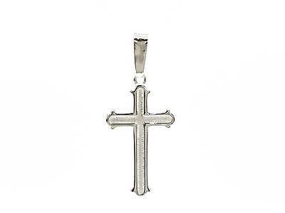 925 Sterling Silver 23mm x 13mm Patterned Flat Cross Charm