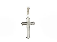 925 Sterling Silver 23mm x 13mm Patterned Flat Cross Charm
