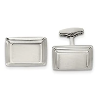 Stainless Steel Brushed and Polished Rectangle Cufflinks