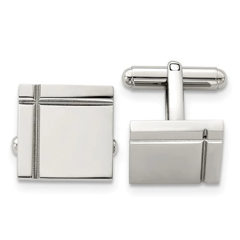 Stainless Steel Polished Square Cufflinks Engraving