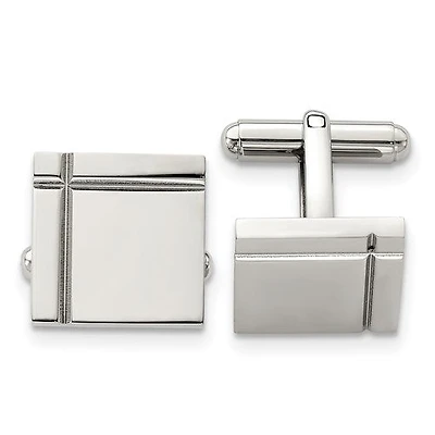 Stainless Steel Polished Square Cufflinks Engraving
