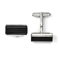 Stainless Steel Black Agate Polished Cufflinks