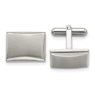 Stainless Steel Brushed and Polished Rectangle Cufflinks