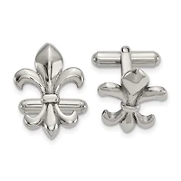 Stainless Steel Polished Fleur de Lis Cufflinks