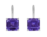 10K White Gold 2.10cttw Amethyst Drop Earrings with Lever Backs