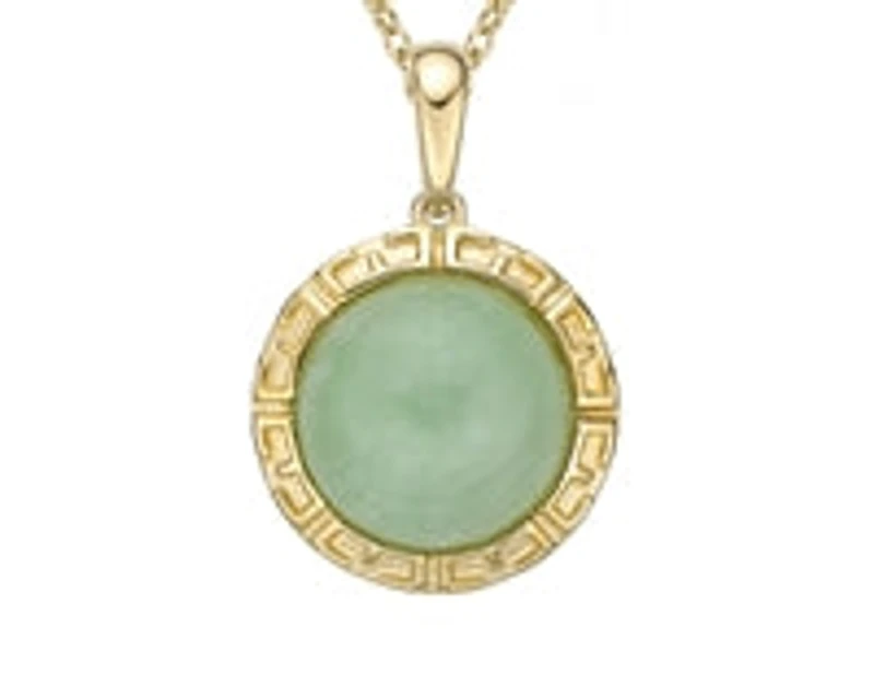 10K Yellow Gold Jade Pendant - 18"
