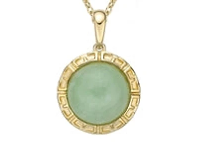 10K Yellow Gold Jade Pendant - 18"