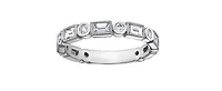 14K White Gold Baguette and Round Brilliant Cut Bezel Set Diamond Band - 6.5