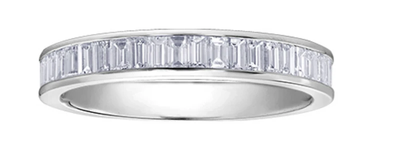 18kt & Palladium(hypoallergenic) White Gold Baguette Cut Channel Set Diamond Band - Size 6.5