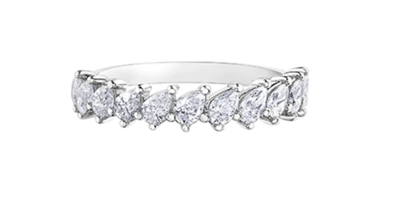 14K White Gold Pear Shape Cut Diamond Band