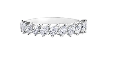 14K White Gold Pear Shape Cut Diamond Band