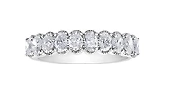 18K White Gold Palladium Alloy(hypoallergenic) Oval Cut Diamond Band - Size 6.5