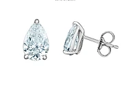 14K White Gold 1.00-2.00cttw Lab Grown Pear Shape Diamond Solitaire Claw Set Style Earrings - /