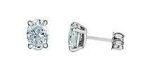 14K White Gold 1.00-2.00cttw Lab Grown Oval Shape Diamond Solitaire Claw Set Style Earrings