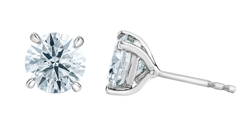 14K White Gold Lab Grown Diamond Claw Set Style Earrings - Carat Total