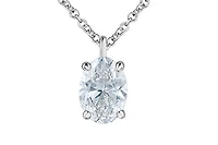 14K White Gold Lab Grown Oval Shape Diamond Claw Set Pendant
