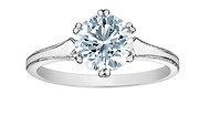 14K Lab Grown 1.50cttw Round Brilliant Cut 6 Claw Set Diamond Ring - Gold / 4