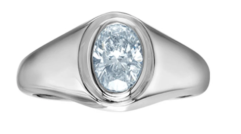 14K Lab Grown Oval Shape Bezel Set Diamond Band - Gold / 1.50 Total Weight