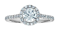 14K Lab Grown Round Brilliant Halo Style Diamond Ring - Gold / Carat Total