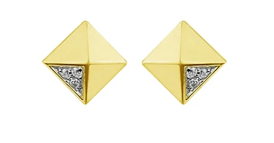 10K Yellow Gold Diamond Pyramid Earrings 0.02cttw