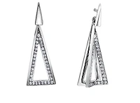 10K White Gold 0.20cttw Diamond Drop Geometric Earrings