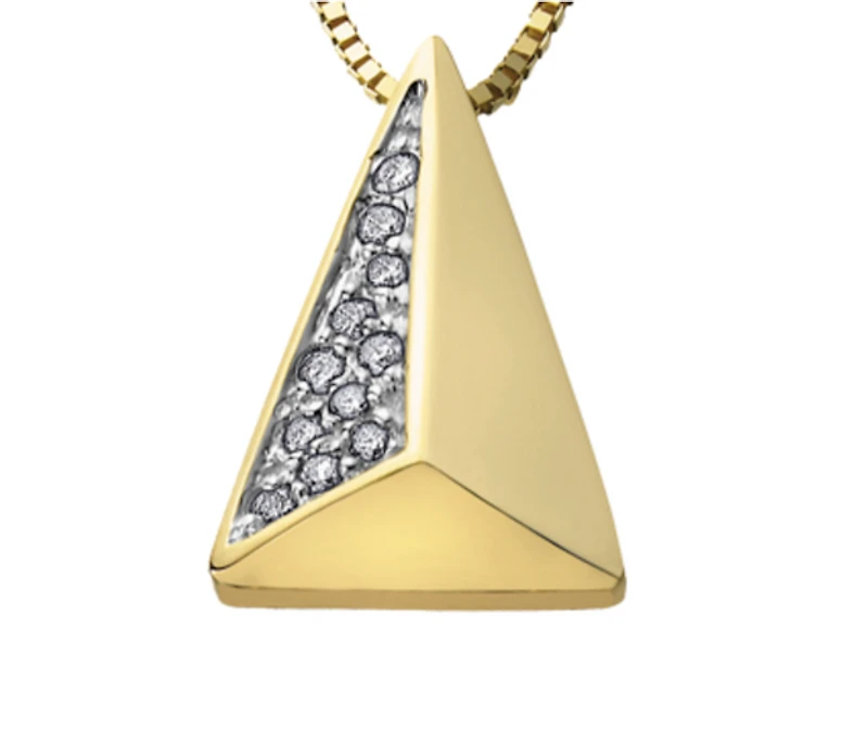 10K Yellow Gold Geometric Diamond Pendant 0.10cttw