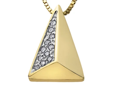 10K Yellow Gold Geometric Diamond Pendant 0.10cttw