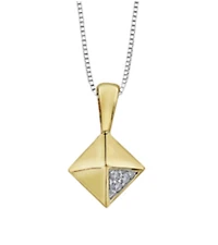 10K Yellow Gold Geometric Diamond Pendant 0.01cttw