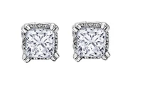 18K White Gold & Palladium Alloy ( hypoallergenic) 0.52cttw Princess Diamond Stud Earrings