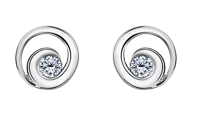 14K White Gold 0.12 Carat Total Diamond Stud Earrings