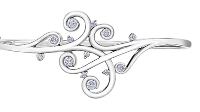 14K White Gold 0.72cttw Diamond Bangle, 7"
