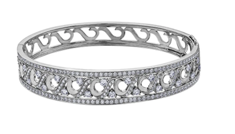 18Kt White Gold & Palladium Alloy (hypoallergenic) 2.52cttw Diamond Bangle, 7"