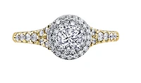 18K White Gold/Palladium Alloy & Rose Gold (hypoallergenic) Halo Diamond Ring