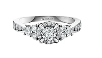 18K White Gold/Palladium Alloy (hypoallergenic) 1.00cttw Halo & Channel Set Diamond Ring - Gold /