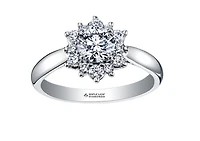 18K White Gold/Palladium Alloy (hypoallergenic) 0.60-1.66cttw Round Brilliant Flower Halo Diamond Ring - Gold / 0.60 Carat Total