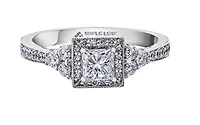 18K White Gold/Palladium Alloy (hypoallergenic) 1.00cttw Princess Halo Diamond Ring - Gold /