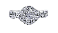 18K White Gold/Palladium Alloy (hypoallergenic) 1.00cttw Oval Double Halo Diamond Ring - Gold /
