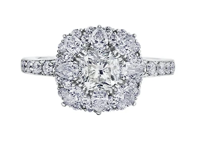 18K White Gold/Palladium Alloy (hypoallergenic) 1.50-2.31cttw Cushion Cut Diamond Halo Ring - Gold / 1.50 Carat Total
